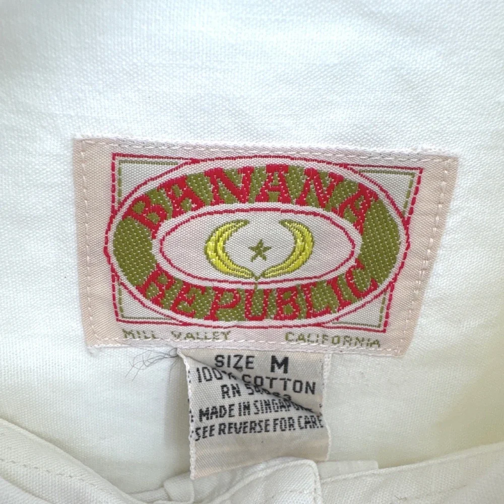 VTG‎ Safari Banana Republic Button Up yellow Shirt Mens M Short Sleeve